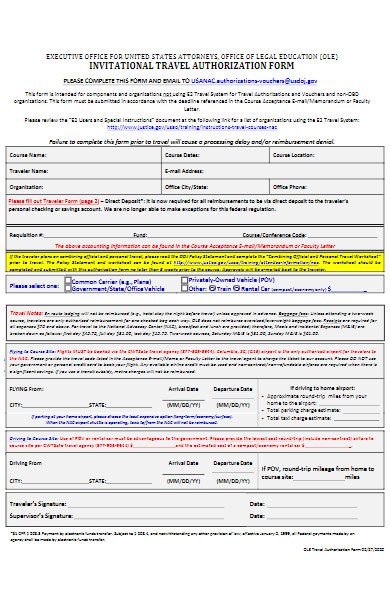 free-50-travel-authorization-forms-in-pdf-ms-word-excel