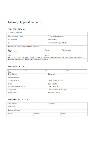landlord tenancy application form
