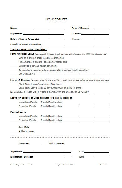 leave of absence request form in doc