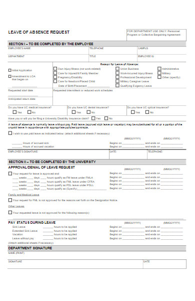 leave of absence request form