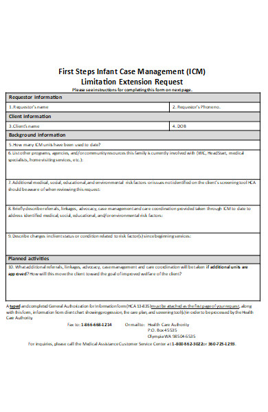 limitation extension request form