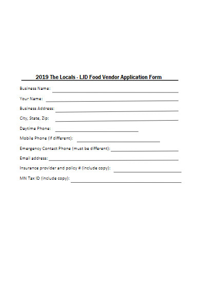 local food vendor application form