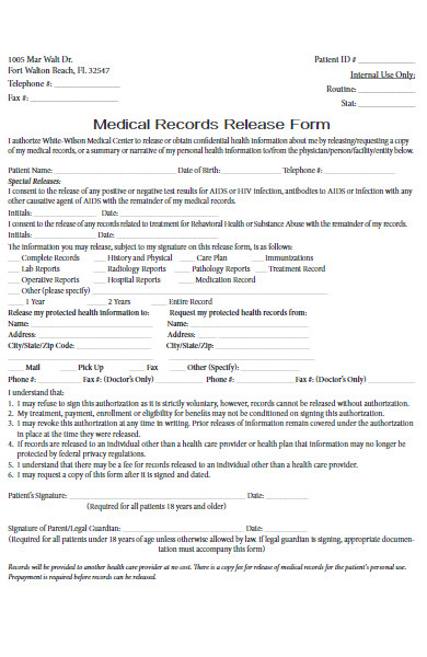 medical center records release form