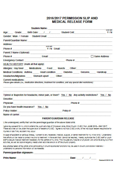 medical permission form in pdf
