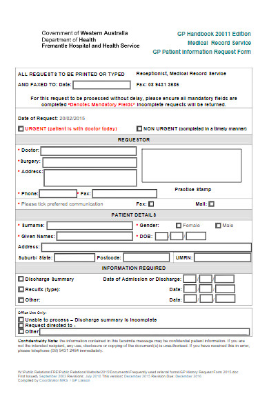 medical record service form