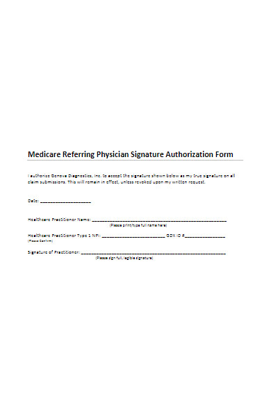 medicare physician signature authorization form