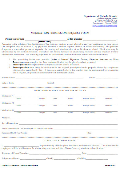 medication permission request form