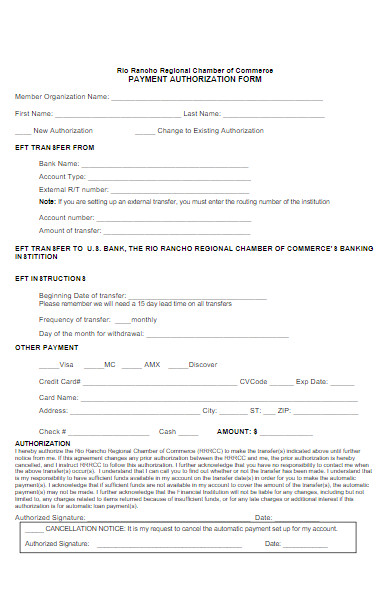 member payment authorization form