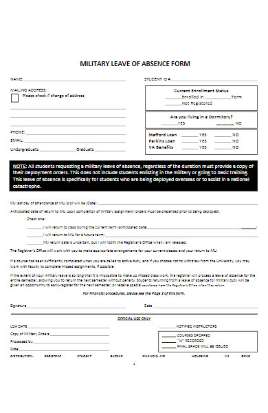 military leave of absence form