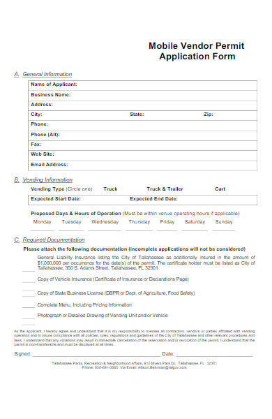 mobile food vendor permit application form