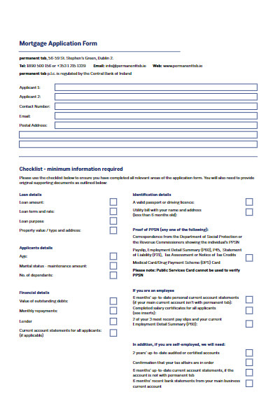 mortage application form example