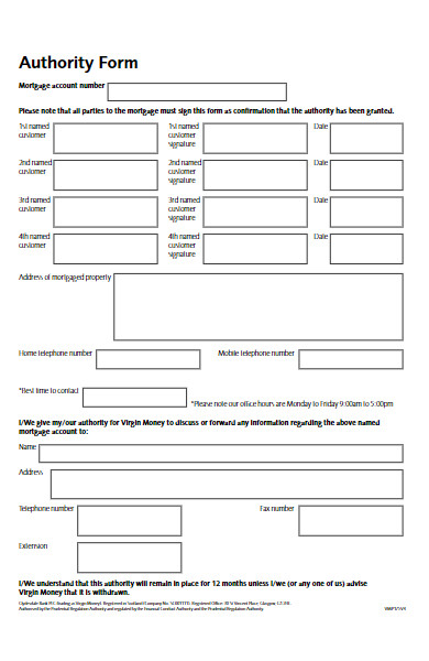 mortgage authority form
