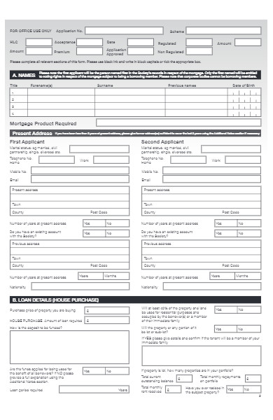 mortgage details application form