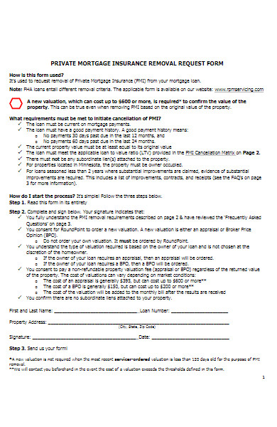 mortgage insurance removal request form