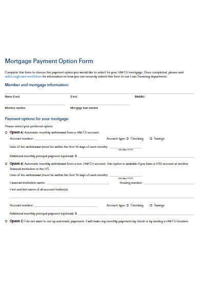 mortgage payment option form
