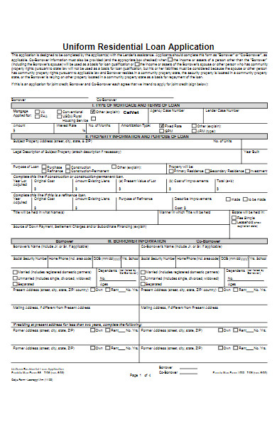 mortgage residential loan application form