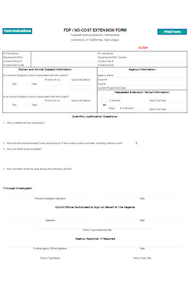 no cost extension form