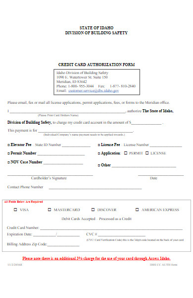 office credit card authorization form