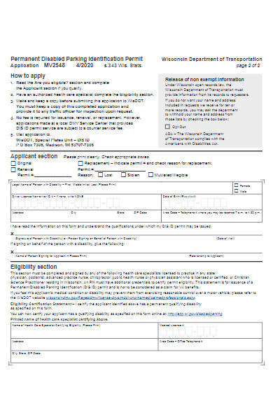 permanent disabled parking identification permit application form