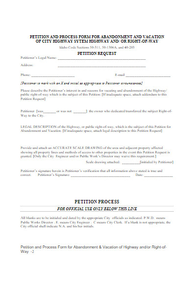 petition process form