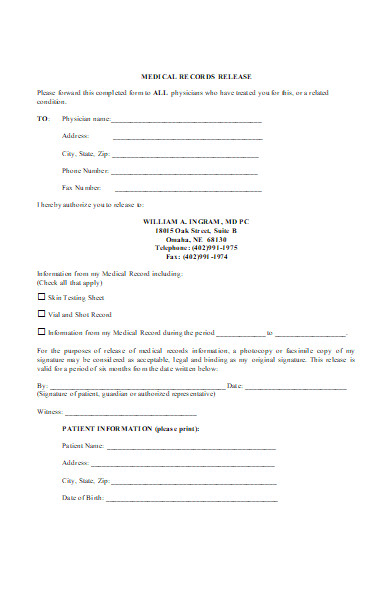 physician medical records release form