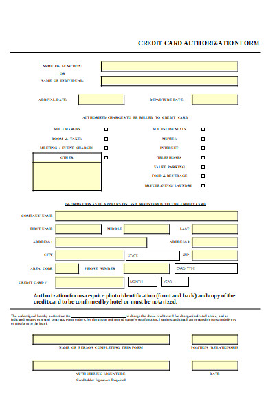 printable credit card authorization form