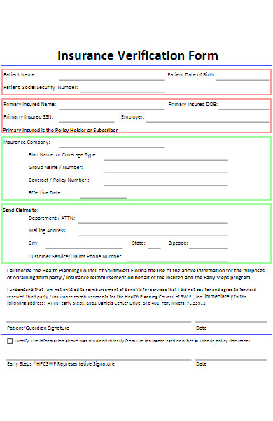 Free 50 Medical Insurance Verification Forms Download How To Create Guide Tips 4863