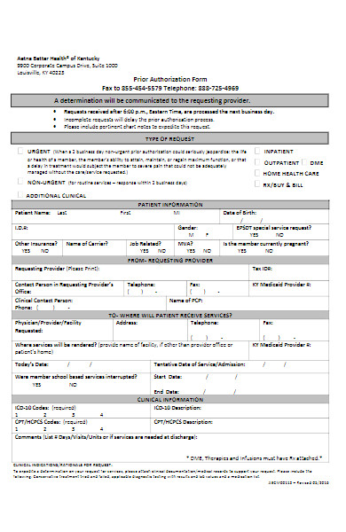 prior authorization form