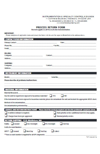 process return form