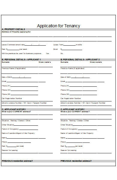 professional tenancy application form
