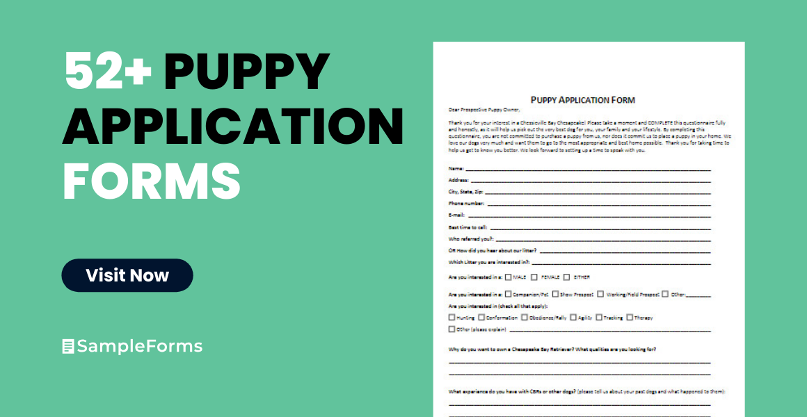 puppy application form