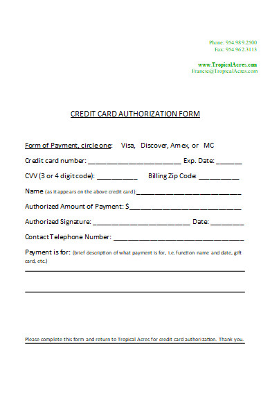 real estate payment authorization form