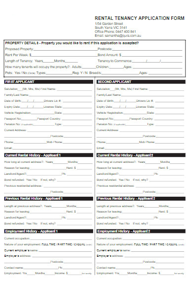 rental tenancy application form