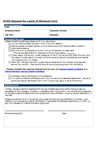 request for leave of absence form example