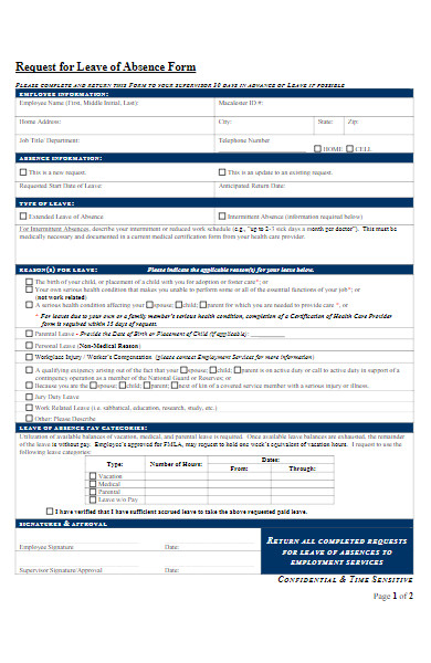 request for leave of absence form