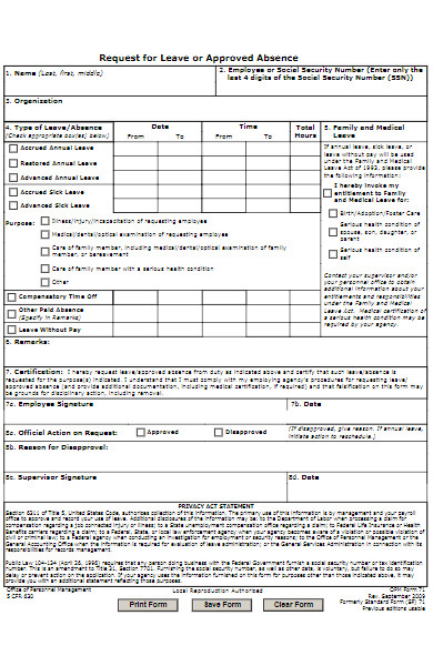 request for leave or approved absence form