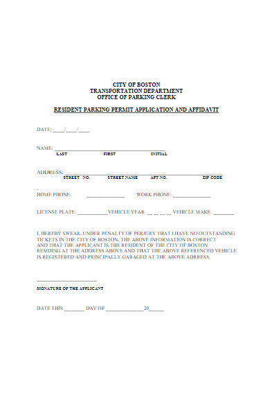 resident parking permit application form