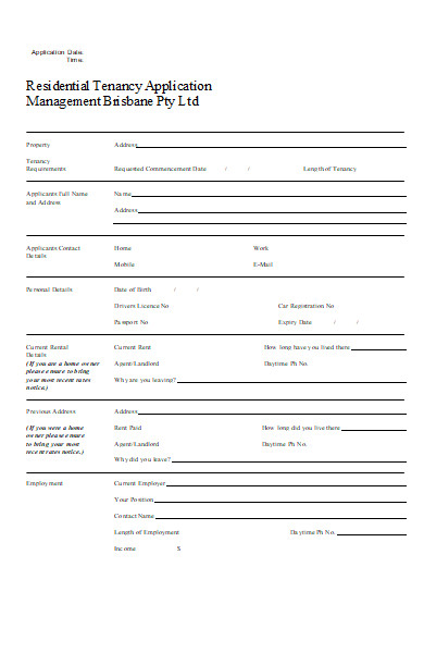 FREE 50+ Tenancy Application Forms in PDF | MS Word