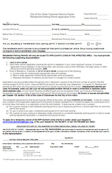 residential parking permit application form