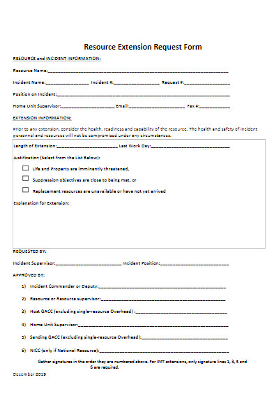 resource extension request form