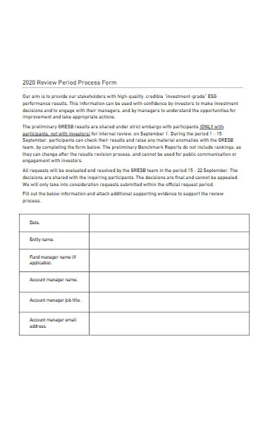 review period process form
