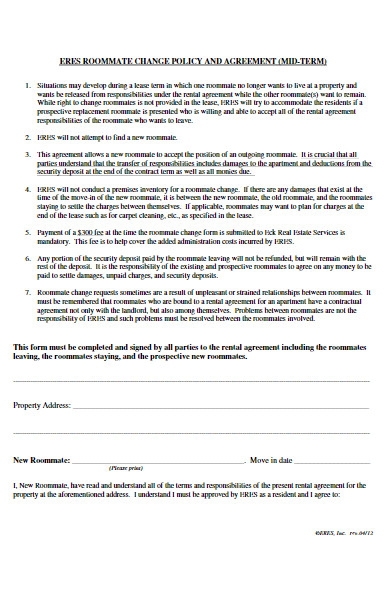 roommate policy form