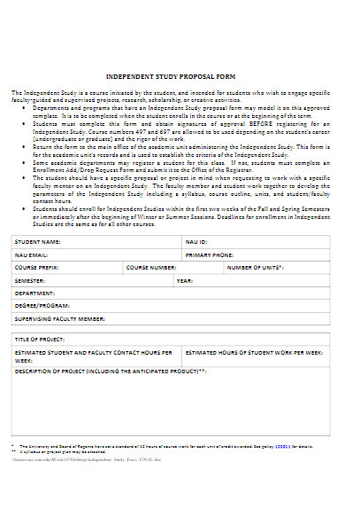 sample independent study proposal form