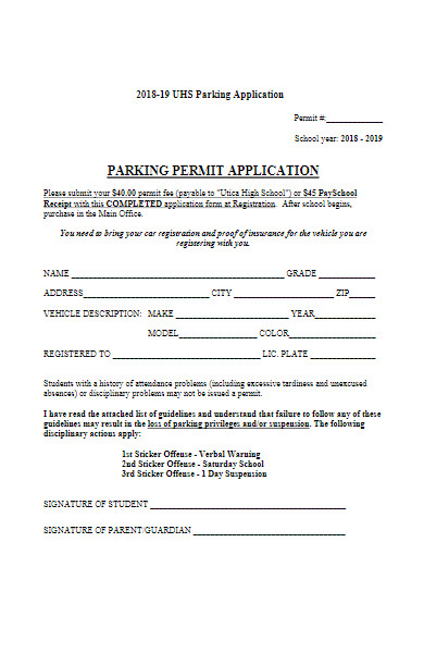 sample parking permit application form