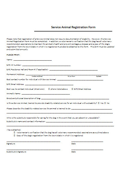 service animal registration process form