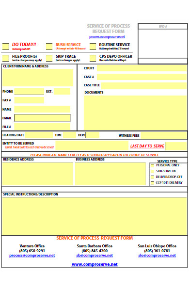 service of process request form