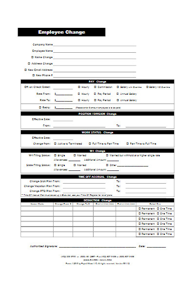 simple employee change forms