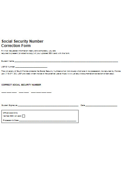 social security number correction form