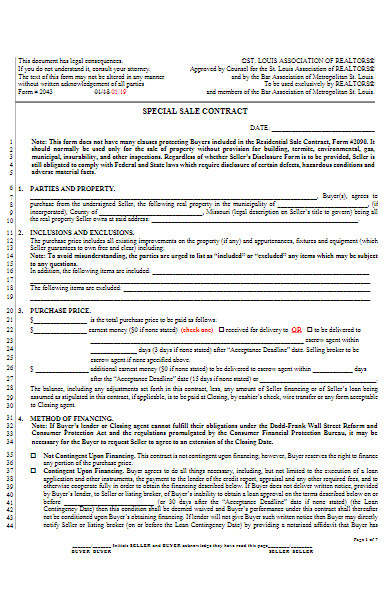 special sale contract application form