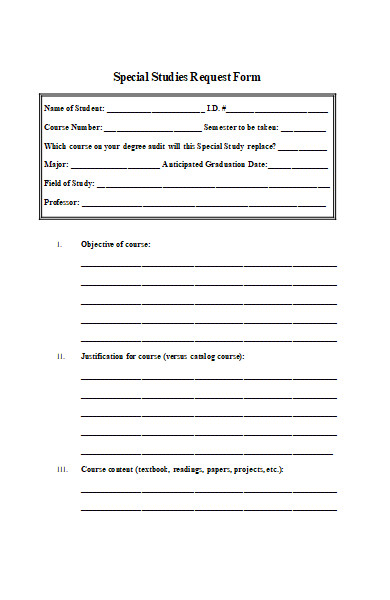 special studies request form